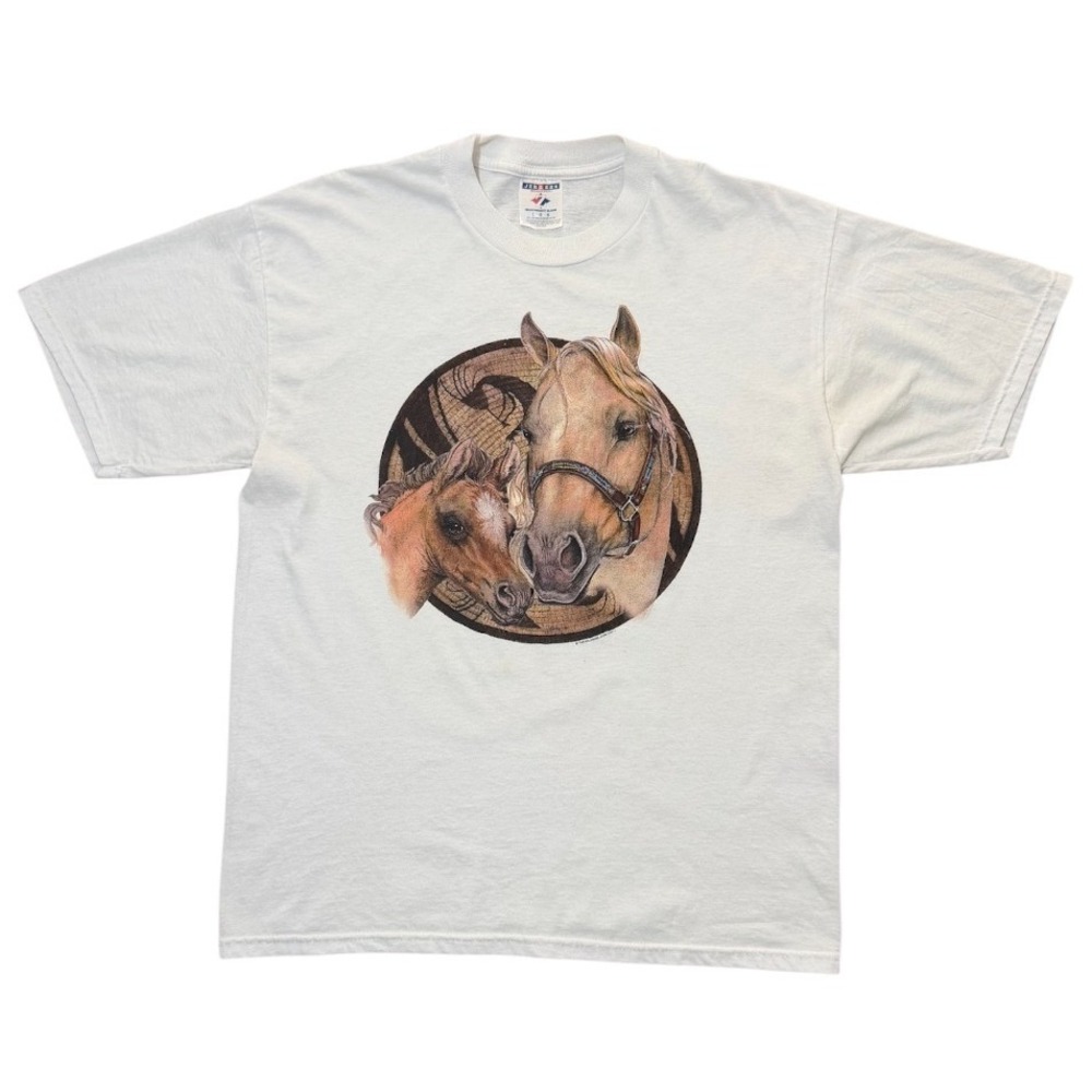 Vintage Y2K Horse and Foal Animal Equestrian Nature Western Graphic Art T-shirt